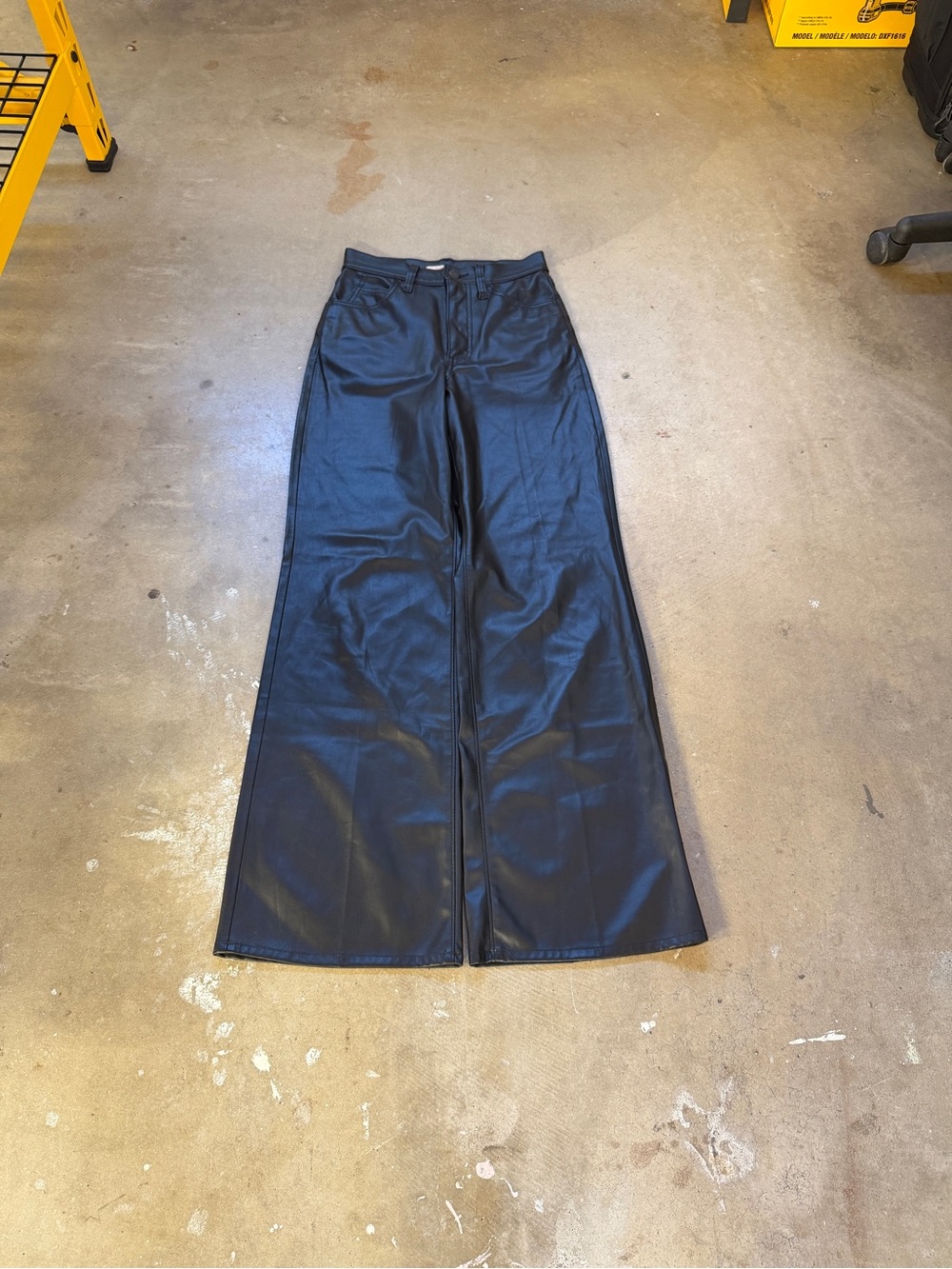 Vintage Levi’s Black Faux Leather 70s High Rise Flare Pants Y2K Bell Bottoms